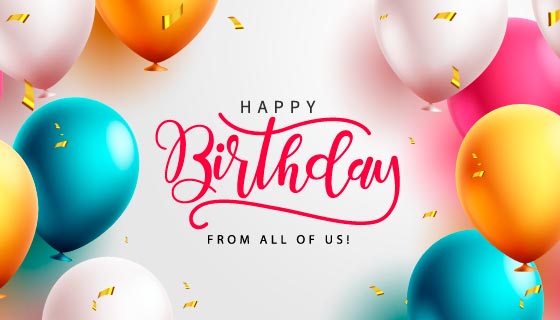 多彩气球设计生日快乐背景图片矢量素材(EPS)