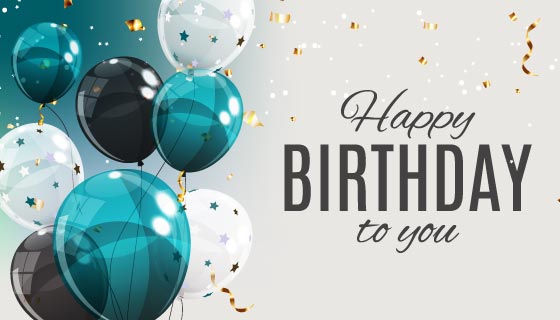 飞舞的气球和金色纸屑设计生日快乐背景图片矢量素材(EPS)