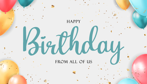 多彩气球和金色纸屑设计生日快乐背景图片矢量素材(EPS)