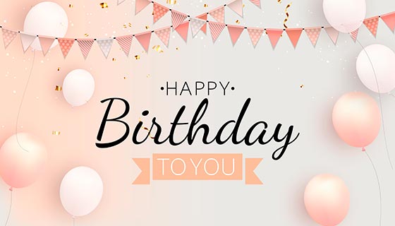 粉色气球设计生日快乐背景图片矢量素材(EPS)