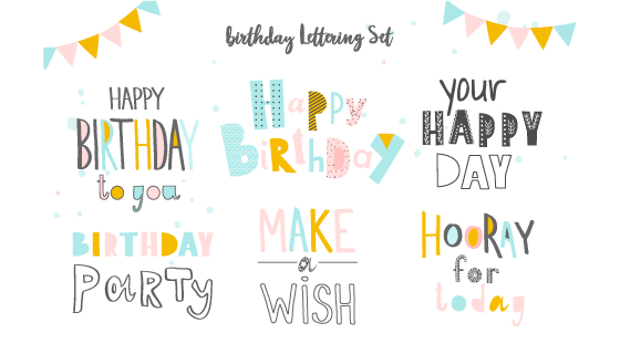 可爱的 happy birthday 字母矢量素材(EPS)