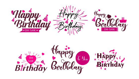 可爱的 happy birthday 字母矢量素材(EPS/免扣 PNG)