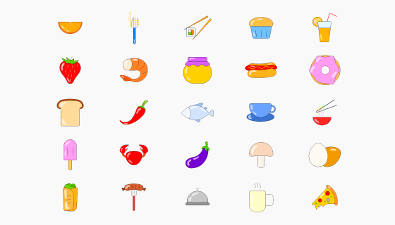 25个彩色的食物图标矢量素材(EPS/免扣 PNG)