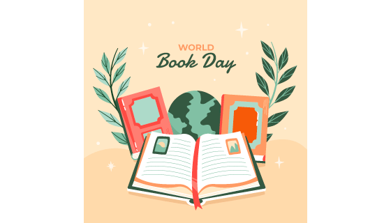 书本和地球设计世界读书日矢量素材(AI/EPS)