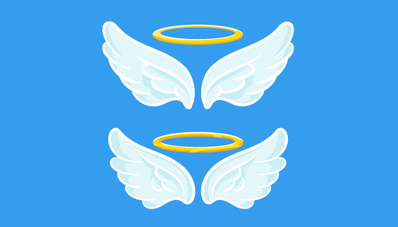带有金色光环的天使翅膀矢量素材(AI/EPS/免扣 PNG)