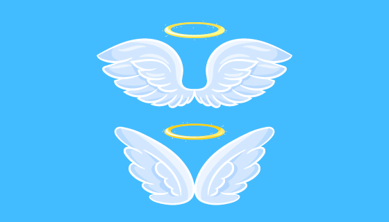 带有金色光环的天使翅膀矢量素材(AI/EPS/免扣 PNG)