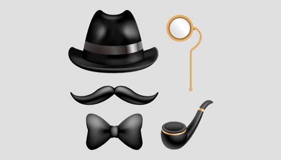 五个逼真的绅士元素矢量素材(AI/EPS/免扣 PNG)