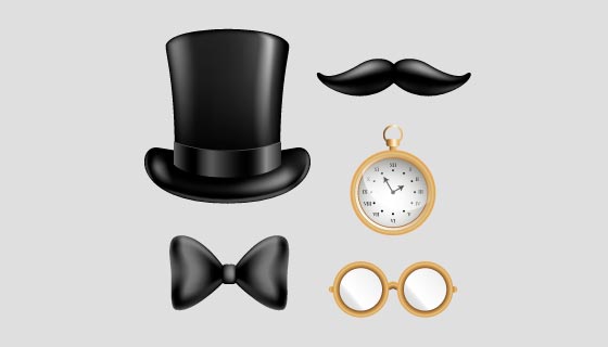 五个逼真的绅士/父亲节元素矢量素材(AI/EPS/免扣 PNG)