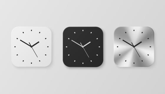 三个逼真有质感的方形时钟矢量素材(EPS)