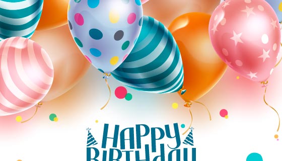 不同纹理的漂亮气球设计生日快乐背景图片矢量素材(EPS)