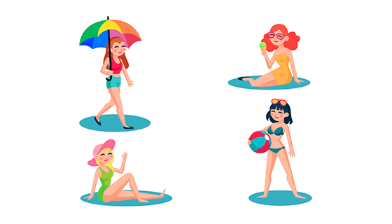 夏日可爱女孩矢量素材(EPS/AI/PNG)