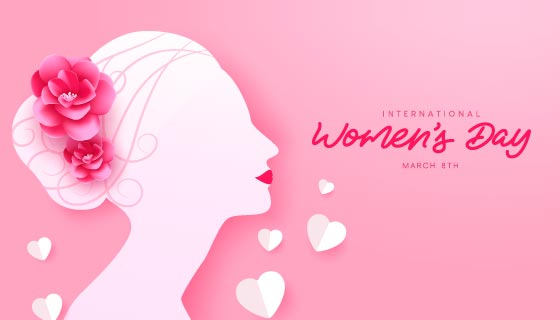 迷人的女性头像剪影设计妇女节/女神节背景图片矢量素材(EPS)