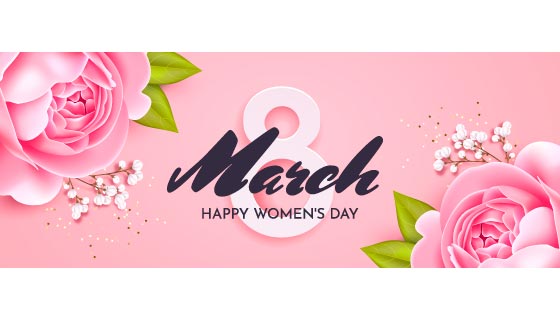 粉色玫瑰花和数字8设计妇女节/女神节背景图片矢量素材(EPS)