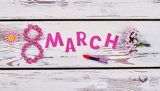 剪纸花束和口红等设计妇女节/女神节背景图片素材(JPG)