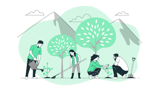 正在植树的人们插画矢量素材(AI/EPS)