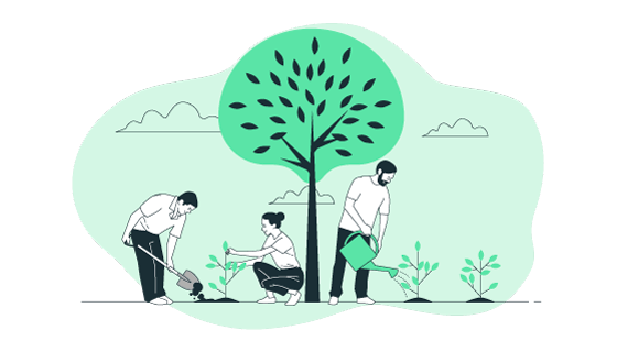 正在植树的人们插画矢量素材(AI/EPS)