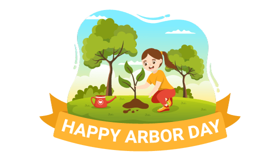 在草地上种树的小女孩矢量素材(EPS)