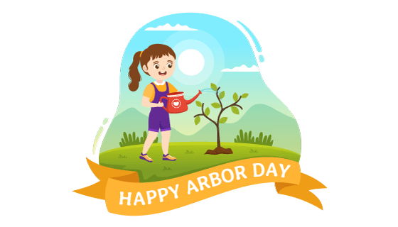 给小树苗浇水的小女孩矢量素材(EPS)