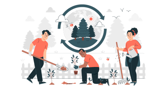 植树节种树的人们插画矢量素材(AI/EPS)