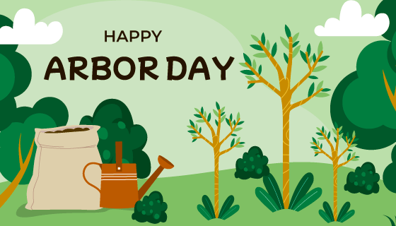 扁平风格的植树节banner矢量素材(AI/EPS)