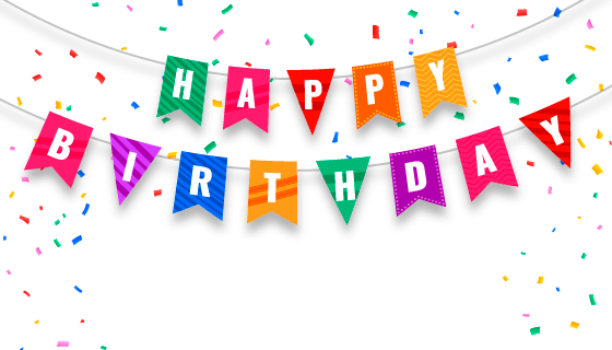 多彩的 happy birthday 字母横幅矢量素材(EPS)