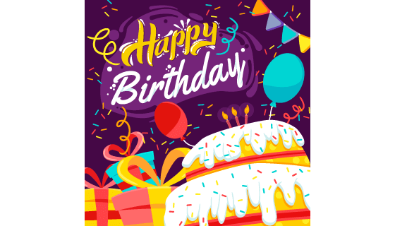 生日蛋糕和礼物设计生日快乐矢量素材(EPS)