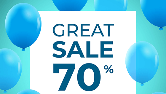 蓝色逼真气球促销矢量素材(EPS/AI/PNG)