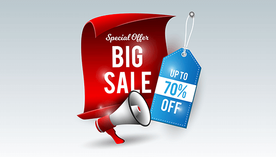 逼真标签和喇叭促销设计矢量素材(EPS/AI/PNG)