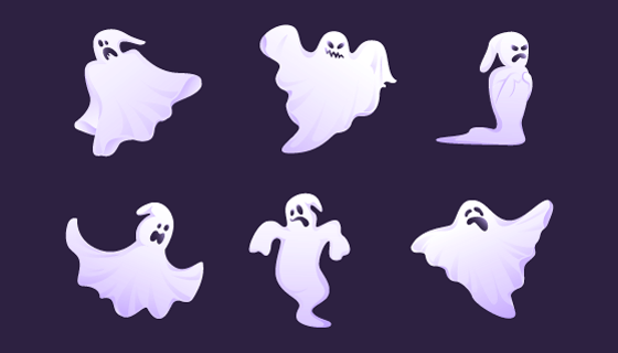 六个恐怖的幽灵/鬼魂矢量素材(AI/EPS/PNG)