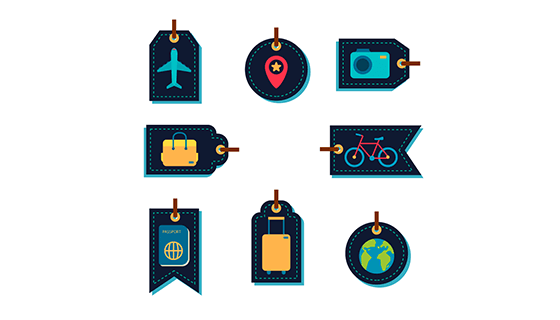 扁平旅游元素矢量素材(EPS/AI/PNG)