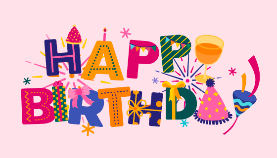 各种生日元素装饰的 happy birthday 字母矢量素材(EPS)