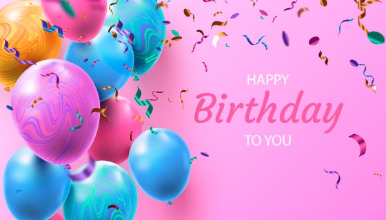 多彩气球设计生日快乐背景图片矢量素材(AI/EPS)