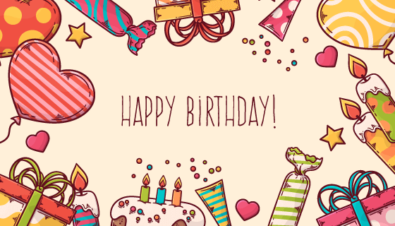 手绘风格的生日快乐背景矢量素材(AI/EPS)