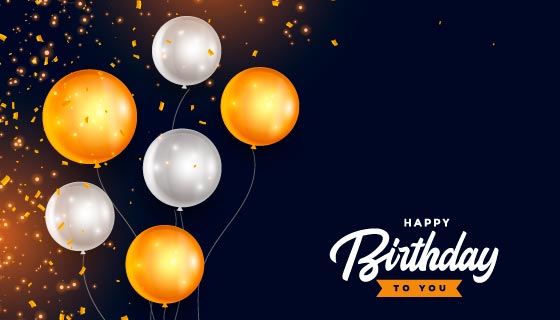 飘扬的气球设计生日快乐背景矢量素材(EPS)