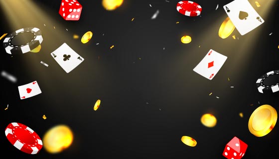 扑克筹码和大转盘设计赌场背景矢量素材(AI/EPS)