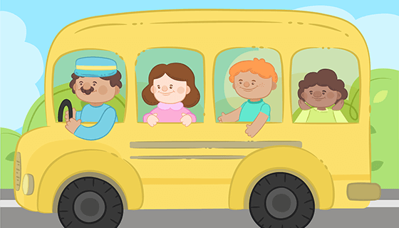 手绘儿童校车矢量素材(EPS/AI)