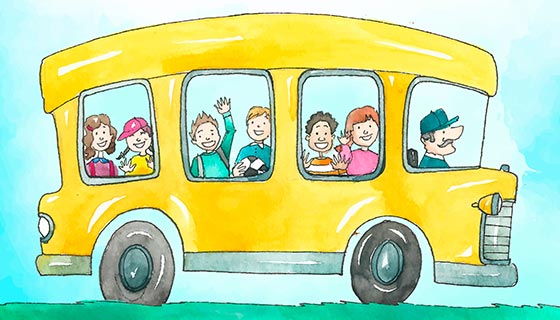 手绘儿童校车矢量素材(EPS/AI)