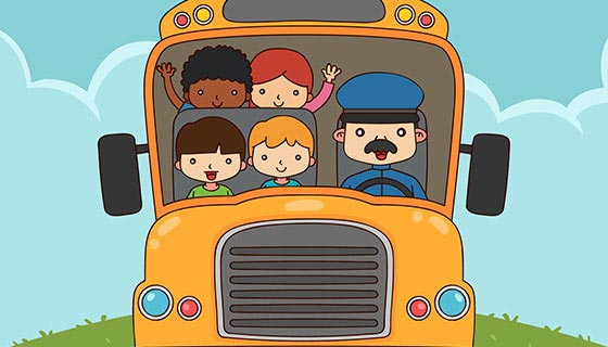 手绘儿童校车矢量素材(EPS/AI)
