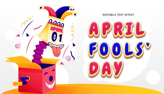 盒子里弹出的日历小丑设计愚人节矢量素材(EPS)