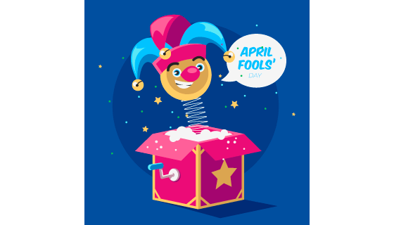 盒子里弹出的小丑设计愚人节矢量素材(AI/EPS)