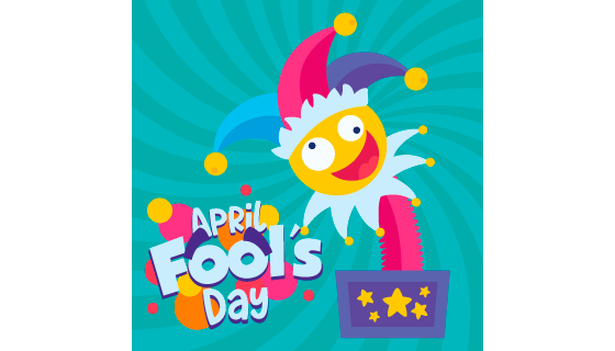 盒子里弹出的斜眼小丑设计愚人节矢量素材(EPS)