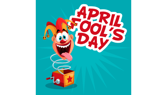 盒子里弹出的瞪眼伸舌头小丑设计愚人节矢量素材(EPS)