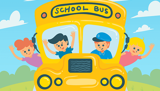 手绘儿童校车矢量素材(EPS/AI)