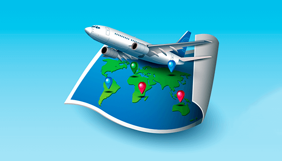 旅游元素逼真地图矢量素材(EPS/AI/PNG)