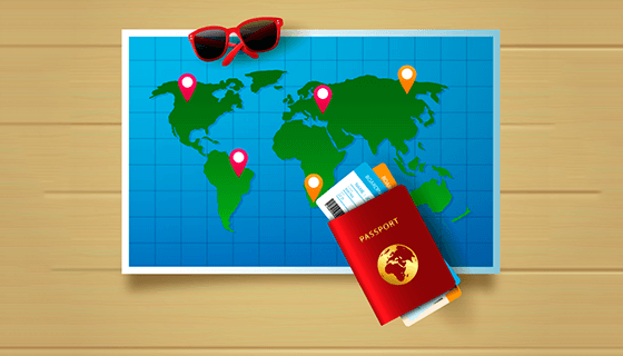 旅游元素逼真地图矢量素材(EPS/AI/PNG)