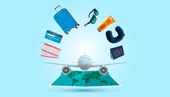 旅游元素逼真地图矢量素材(EPS/AI/PNG)