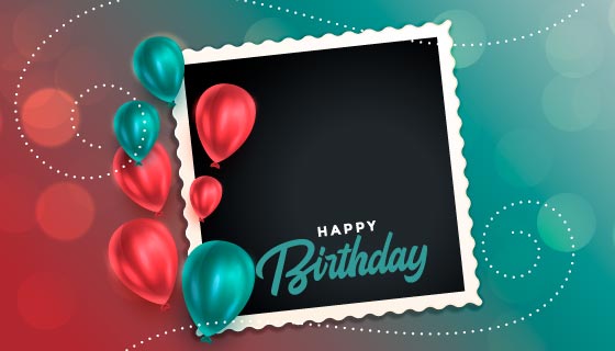 气球和相框设计生日快乐矢量素材(EPS)