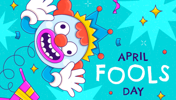 盒子里弹出做鬼脸的小丑设计愚人节矢量素材(AI/EPS)