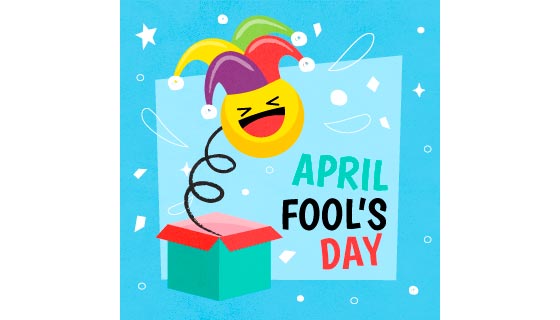 盒子里弹出的大笑小丑设计愚人节矢量素材(AI/EPS)