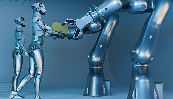 搬运快递盒的人工智能机器人高清图片素材(JPG)